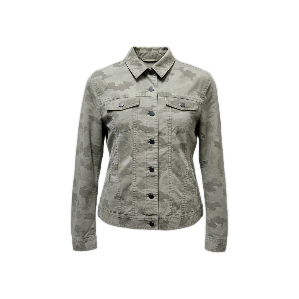ATM Camouflage Long-Sleeves Denim Cotton Blend Collared Jacket Medium Women's